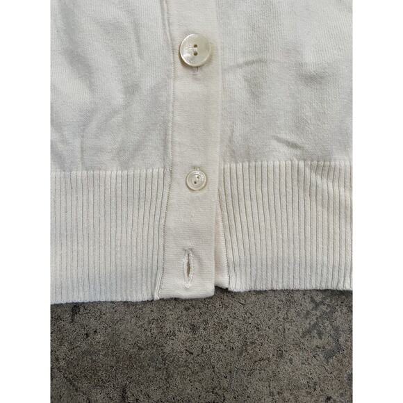 J. Jill Cotton Blend White Cardigan Sweater Size XS missing Bottom Button - Picture 4 of 10